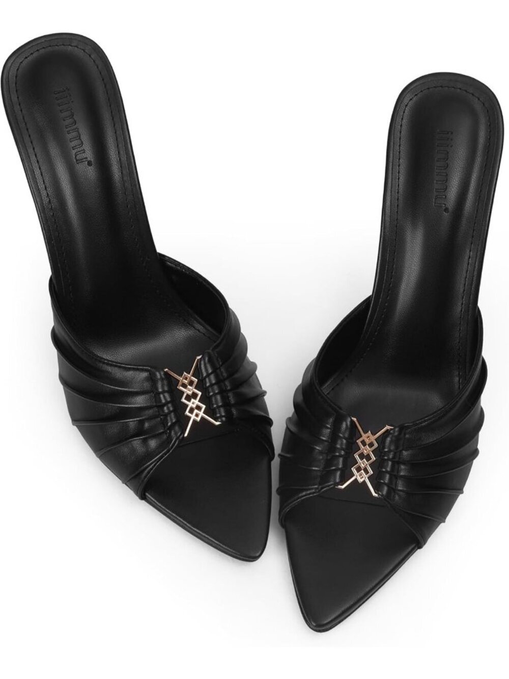 Women's Black Faux Leather Pointed Toe Stylish Elegant Comfortable High Heel